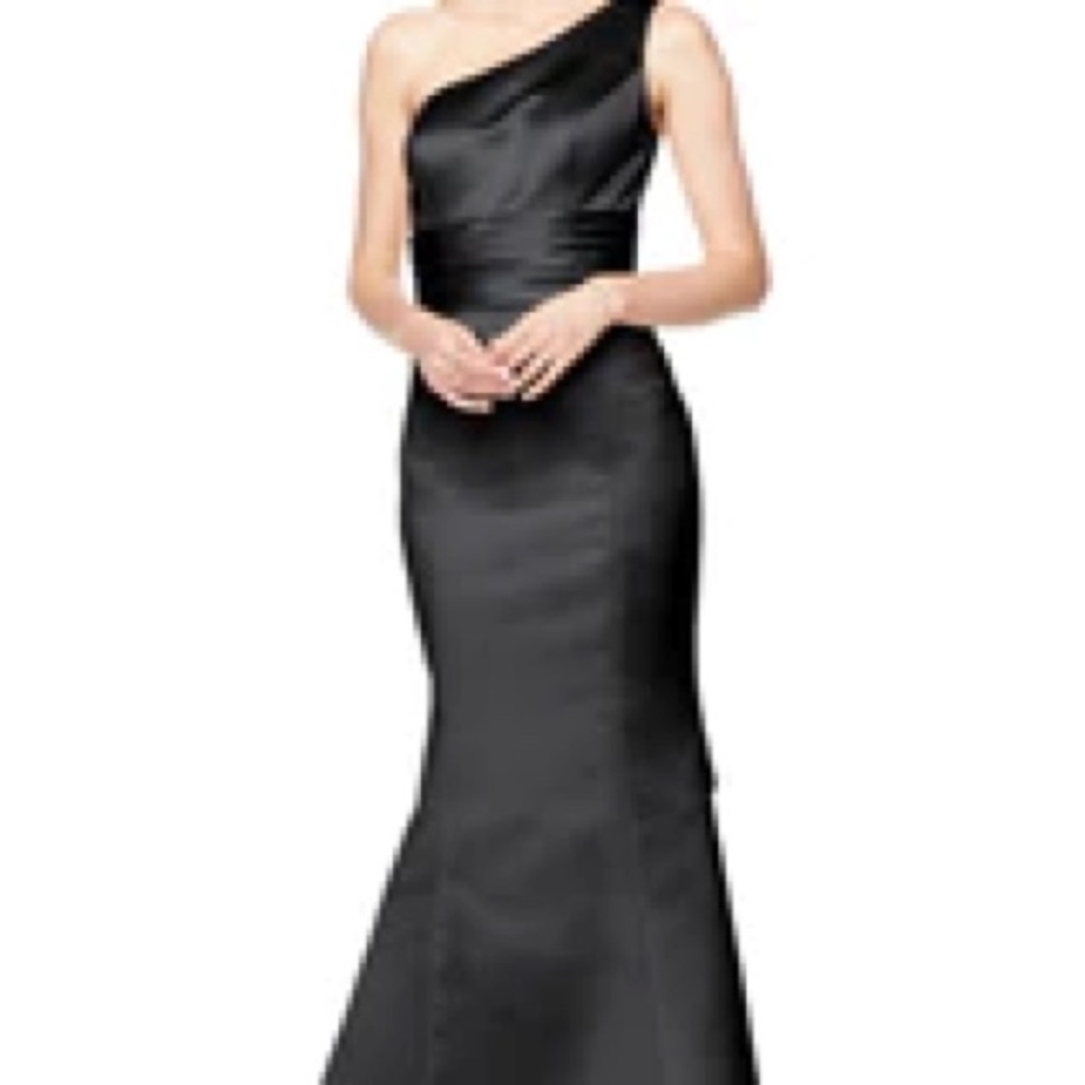 Meredith Euro Satin One-shoulder Trumpet/mermaid Dress Euro Black
